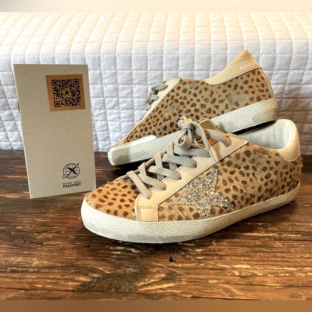 COPY - AUTHENTIC Golden Goose Super-Star Animal Print Genuine Calf Hair Sneaker.